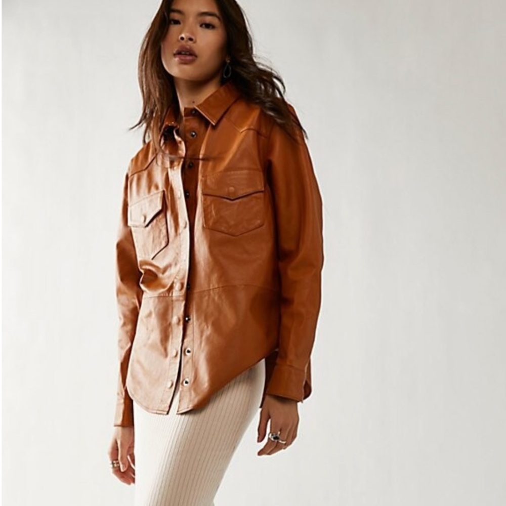 🪷NWT Gorgeous FP One Teaspoon Aria Leather Shacket Sz XL Copper